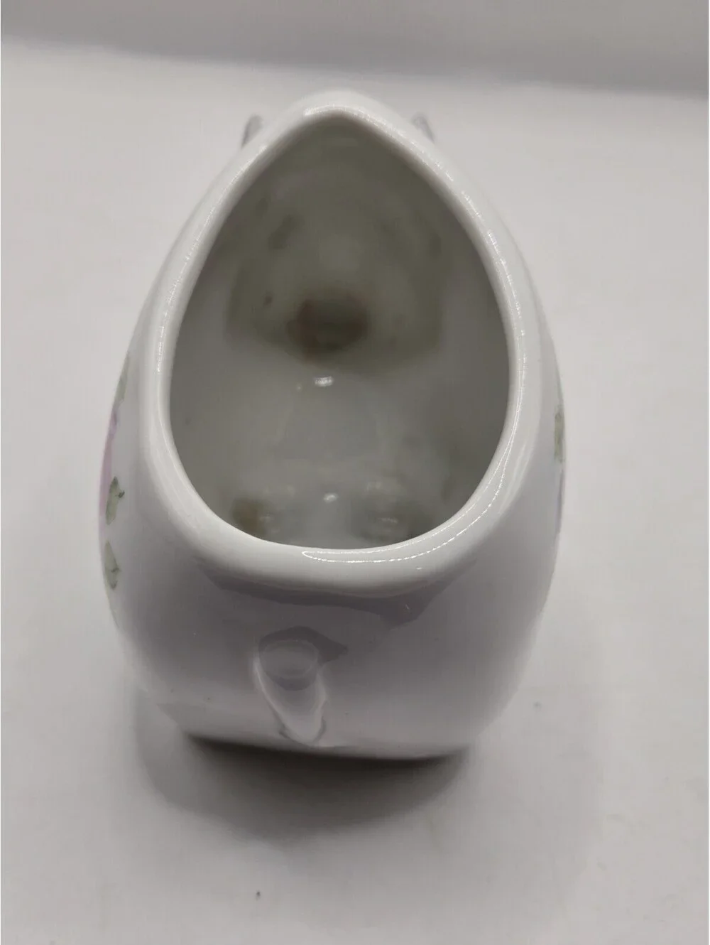Vintage Japan Porcelain Cow Creamer Hand Painted Pink Roses Toothpick Holder